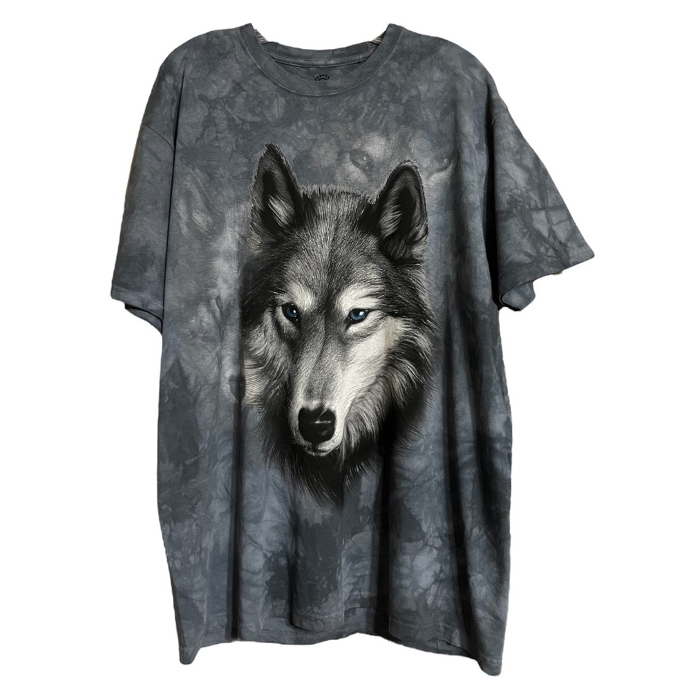 The Mountain Wolf Head Tie Dye Blue Short Sleeve T Shirt Sz L
